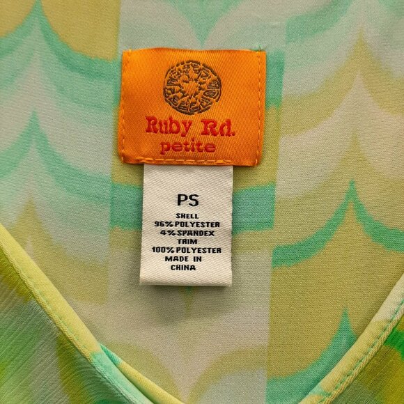 Ruby Rd. Petite Womens Teal Yellow Chevron Maxi Dress Beaded Straps Sz Small PS - Picture 2 of 9